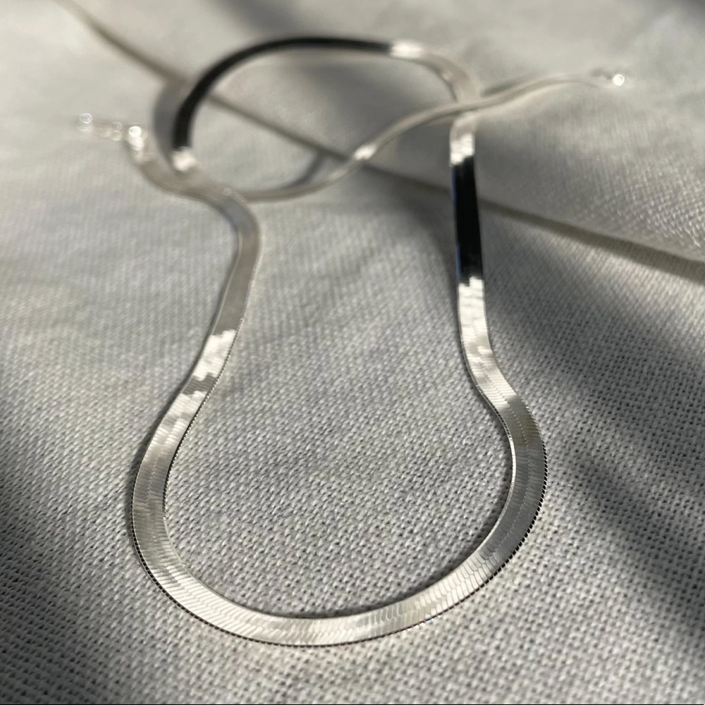 925 Italian Sterling Silver Herringbone Chain Necklace